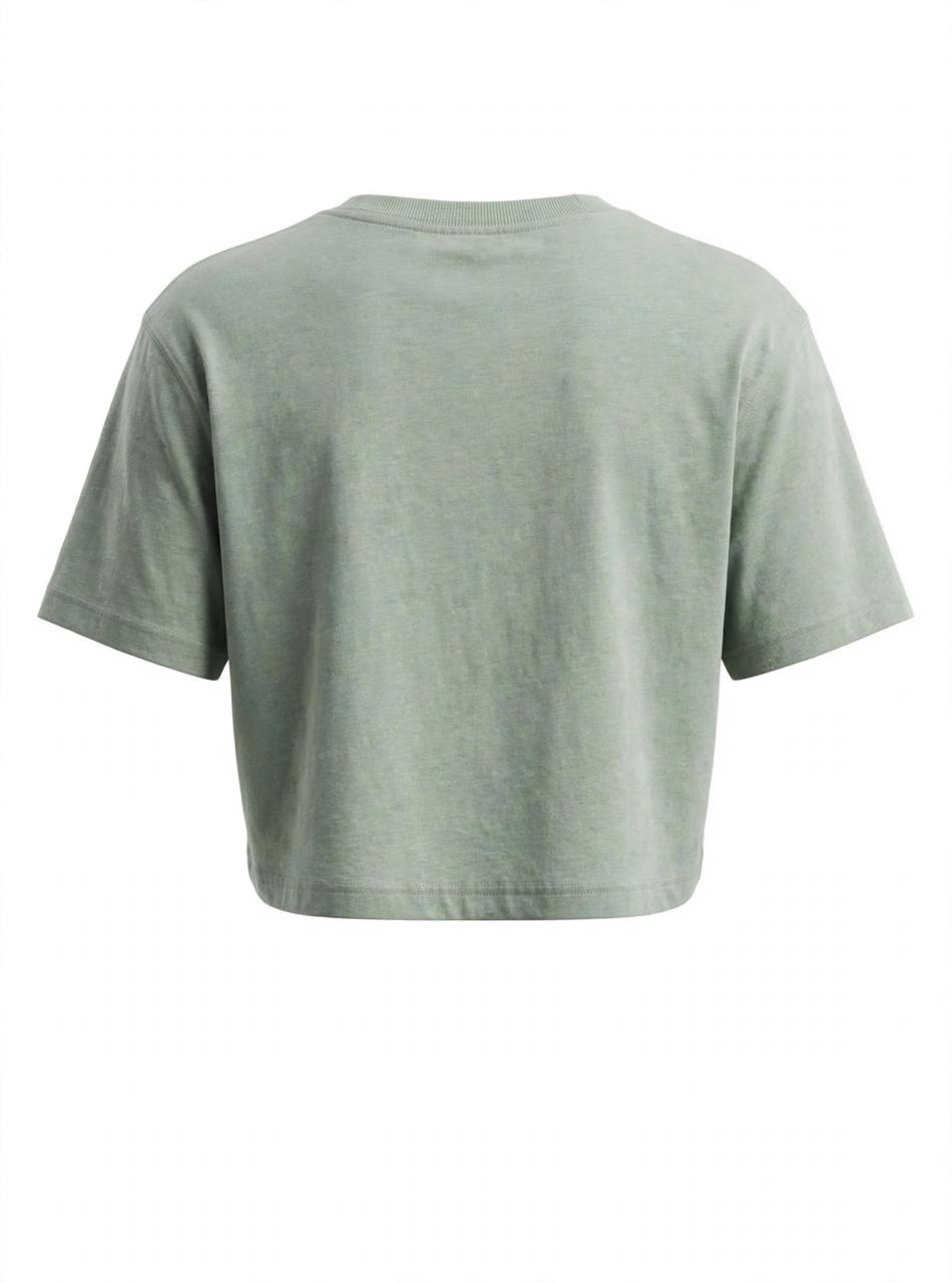 Playera Reebok Oversize Crop Verde de Algodón para Mujer - imagen 3
