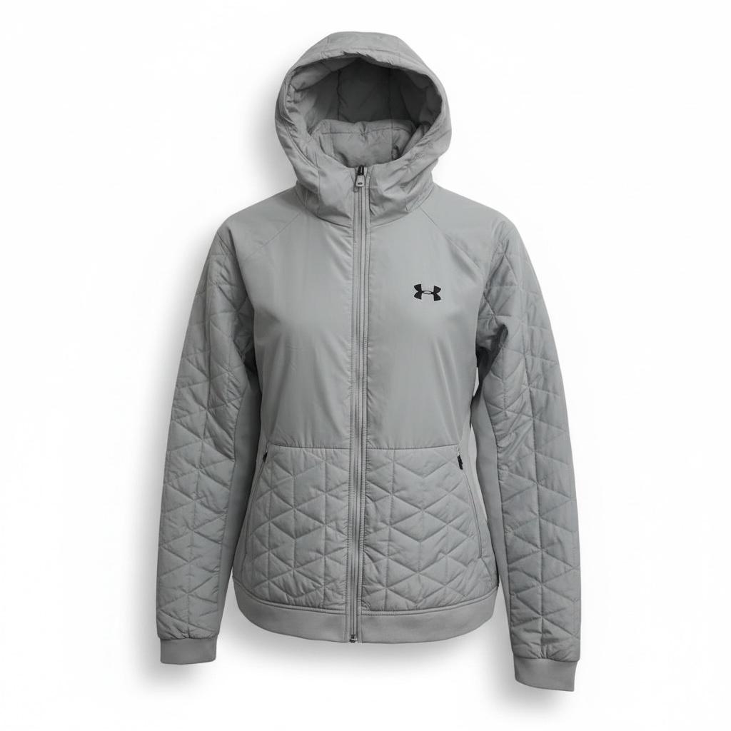 Chamarra Under Armour acolchada con capucha gris - frente