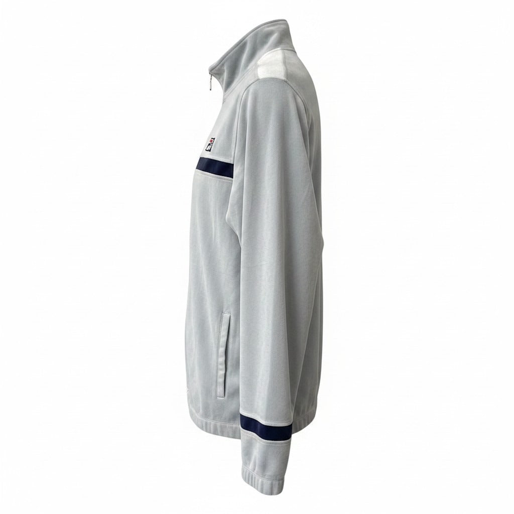 Chamarra Fila aterciopelada deportiva gris con franja azul - vista 2