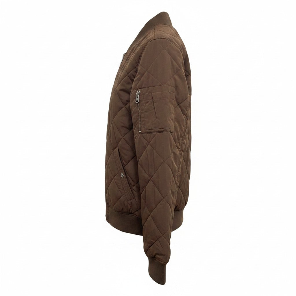 Chamarra Levi's Diamond Quilted Bomber café chocolate para hombre - vista lateral