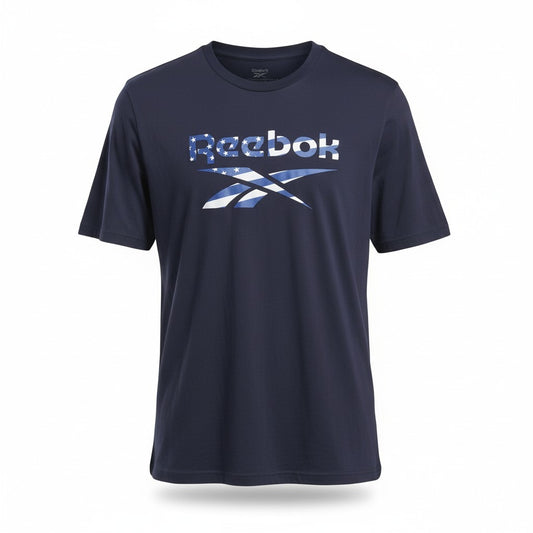 Playera Reebok Casual Azul con Letras de la Bandera de Estados Unidos - frente
