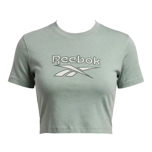 Playera Reebok Oversize Crop Verde de Algodón para Mujer