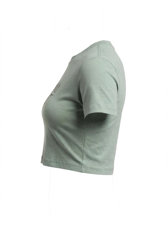 Playera Reebok Oversize Crop Verde de Algodón para Mujer - imagen 2