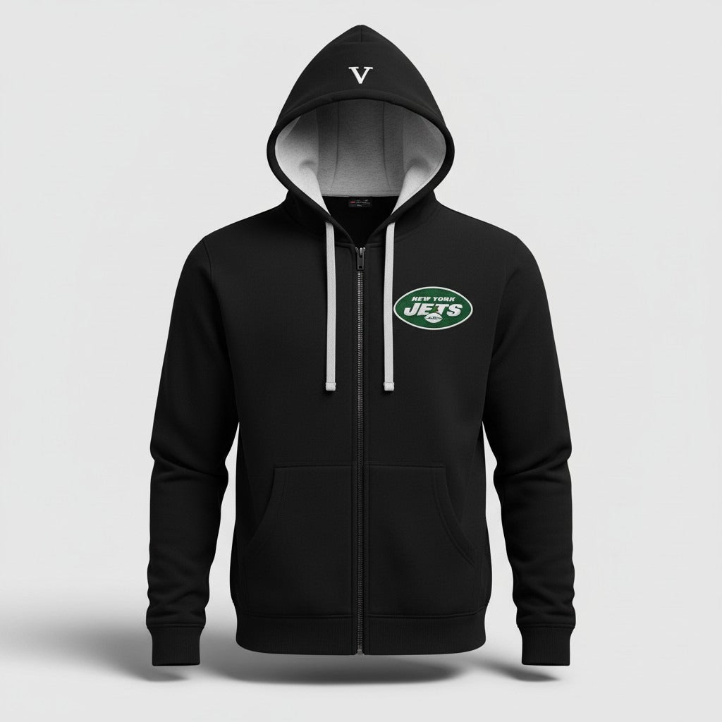 Sudadera Antigua New York Jets Victory Full Zip Hoodie negra - frente