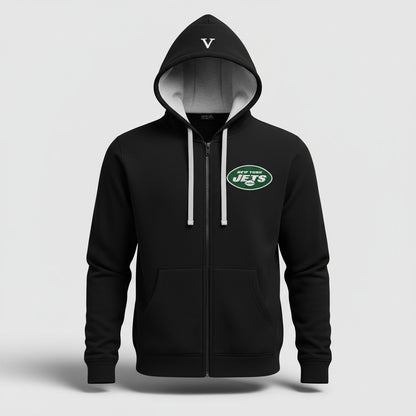 Sudadera Antigua New York Jets Victory Full Zip Hoodie negra - frente