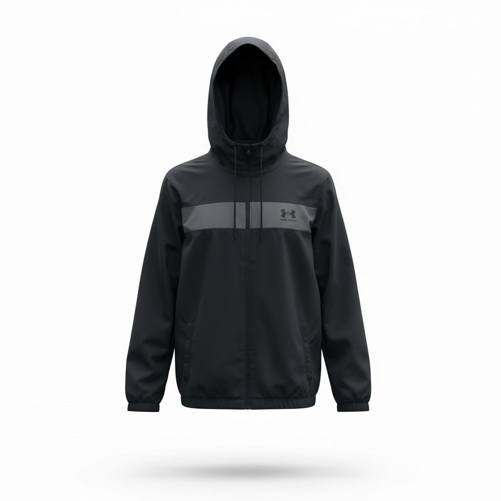 Sudadera Under Armour Negra para Lluvia con Franja Gris - imagen 1
