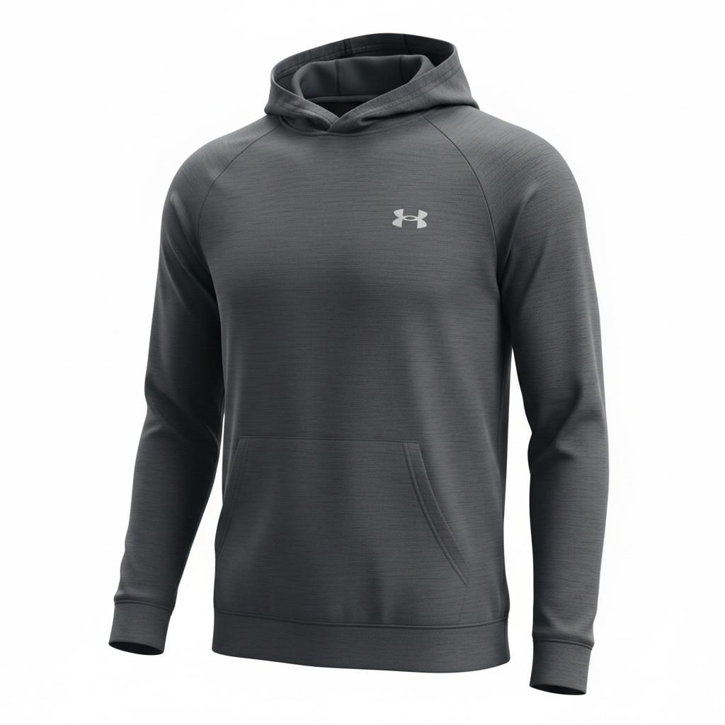 Sudadera Under Armour Performance Fleece gris con capucha para hombre - frente