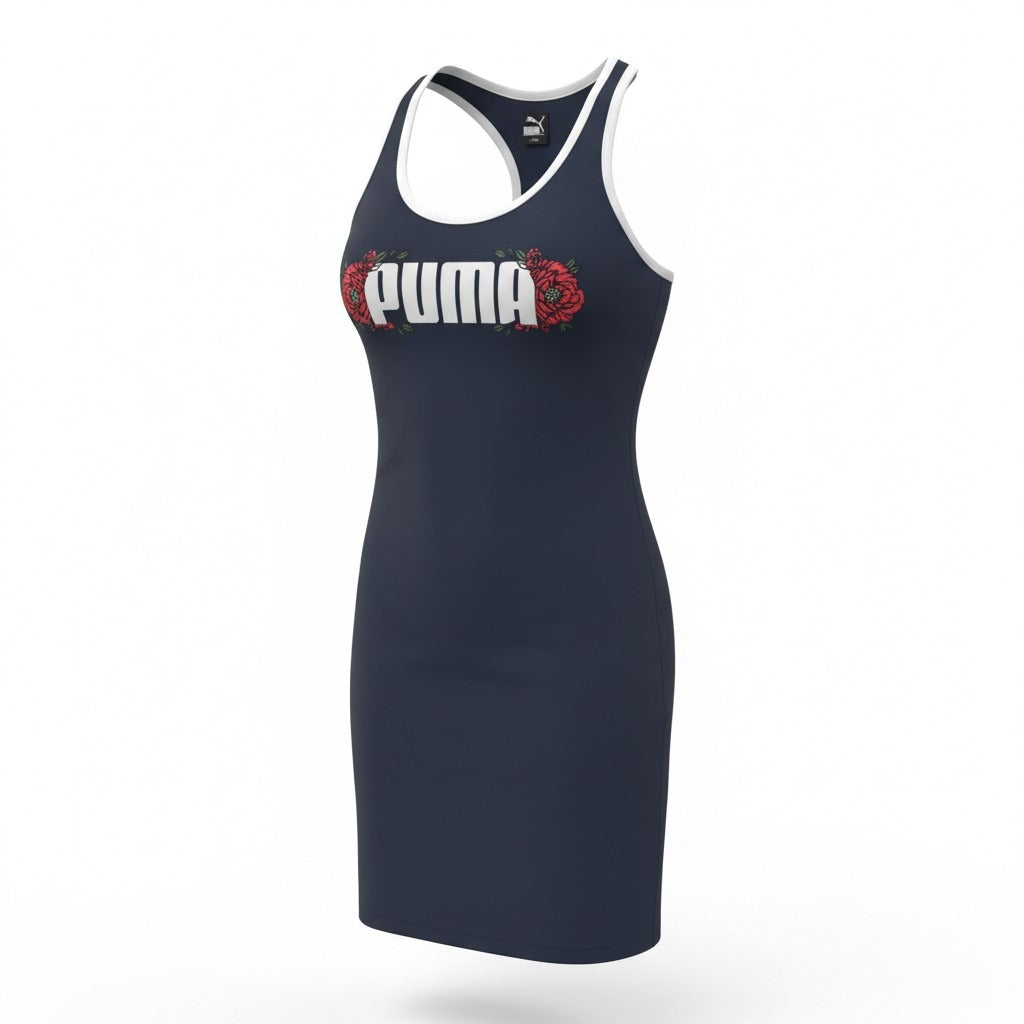 Vestido Puma Casual Azul con Estampado de Rosas para Mujer - imagen 1