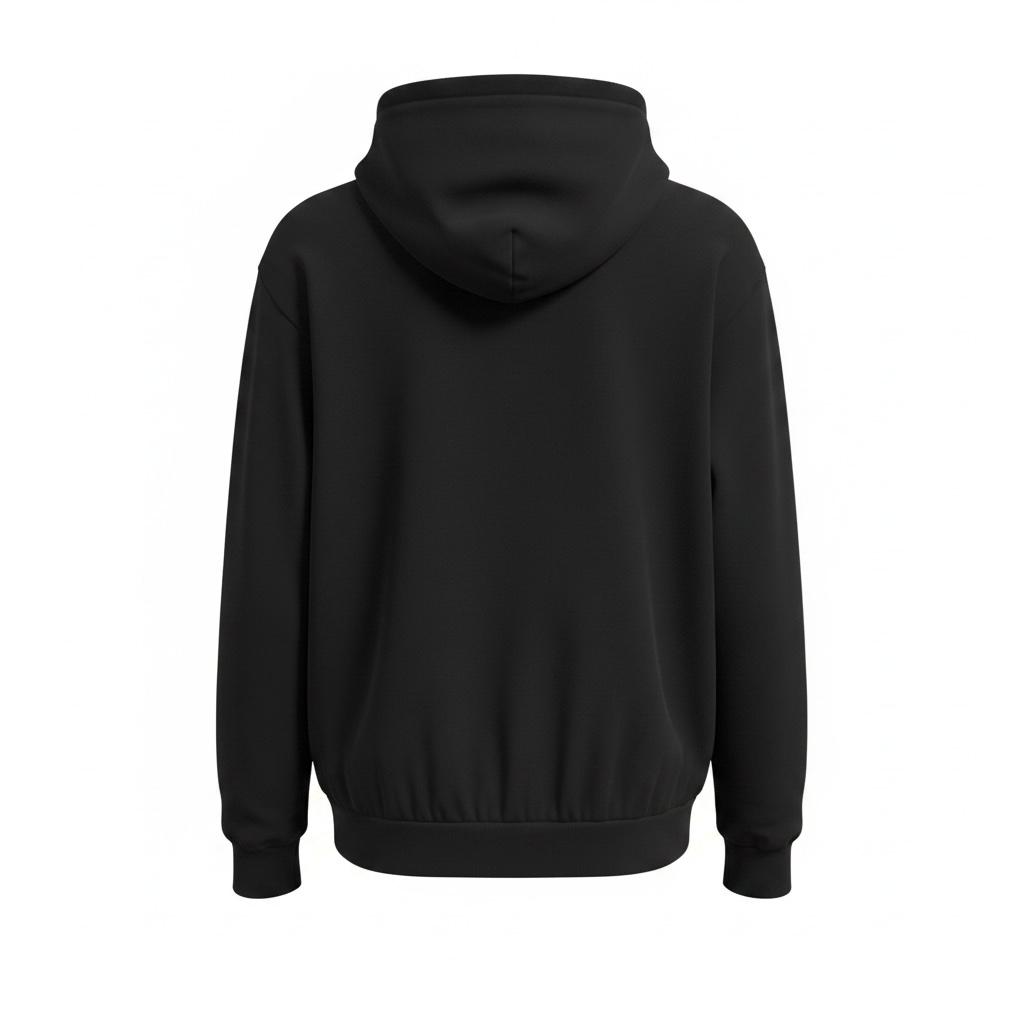 Sudadera LACEUP CO adidas Essentials negra con gorro, vista trasera de tejido fleece suave y estilo deportivo
