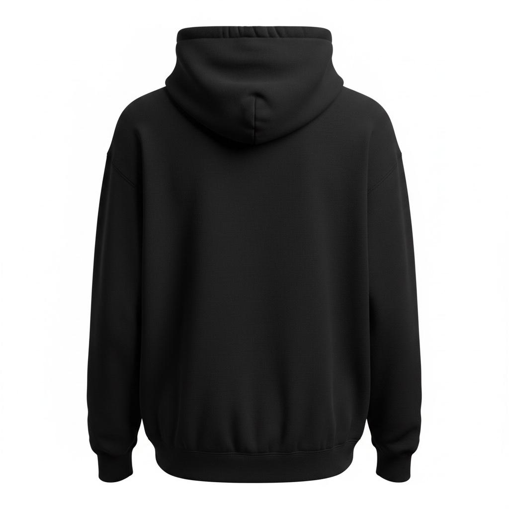 Vista trasera de la sudadera con capucha negra LACEUP CO FILA de corte moderno y tejido suave
