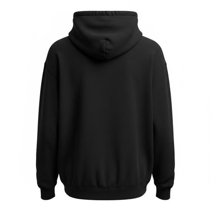 Vista trasera de la sudadera con capucha negra LACEUP CO FILA de corte moderno y tejido suave