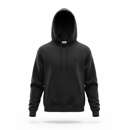 Sudadera con capucha LACEUP CO FILA negra de corte moderno con bolsillo canguro y logo sutil en el pecho