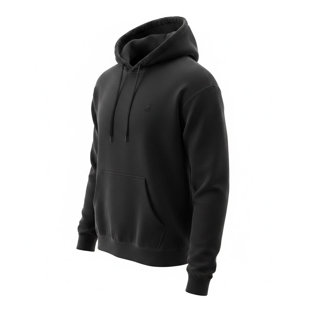 Sudadera con capucha LACEUP CO FILA en color negro con bolsillo canguro y ajuste acanalado en puños y bajo